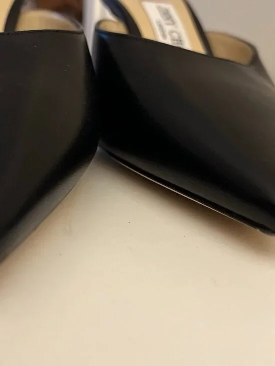 Jimmy Choo Rav 65 Leather Mules Black Kitten Heel Pointed Toe - Picture 7 of 8